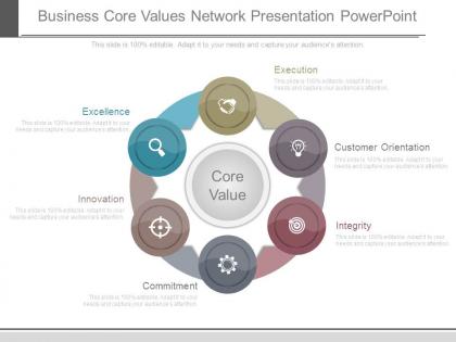 Business core values network presentation powerpoint