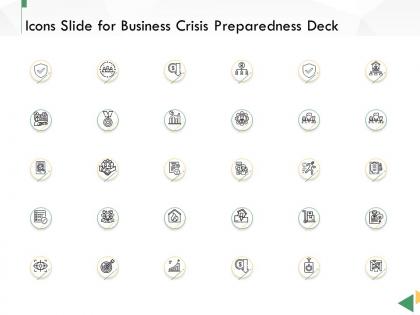 Business crisis preparedness deck icons slide for business crisis preparedness deck ppt clipart