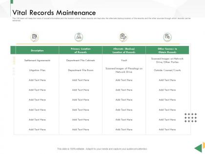 Business crisis preparedness deck vital records maintenance ppt infographics