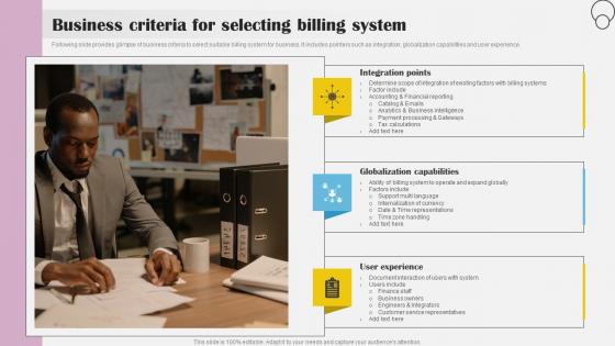 Business Criteria For Selecting Billing System Implementing Billing Software To Enhance Customer