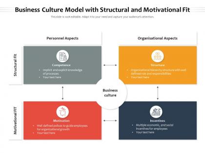 Business culture model with structural and motivational fit