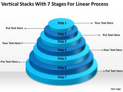Business cycle diagram vertical stacks with 7 stages for linear process powerpoint slides