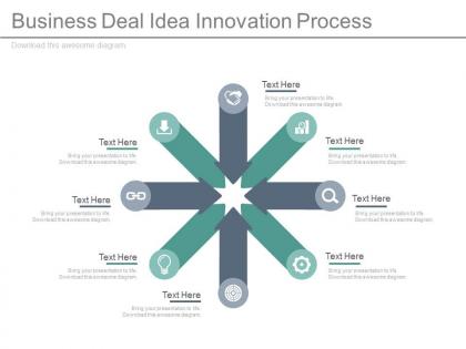 Business deal idea innovation process control arrow diagram flat powerpoint design