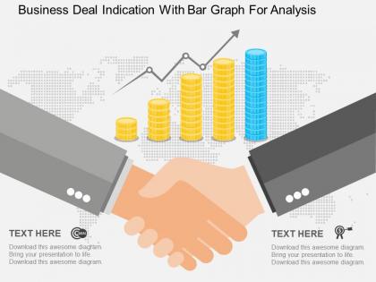 Business deal indication with bar graph for analysis flat powerpoint design