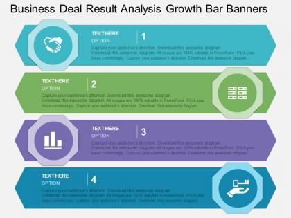 Business deal result analysis growth bar banners flat powerpoint design