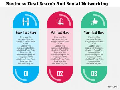 Business deal search and social networking flat powerpoint design