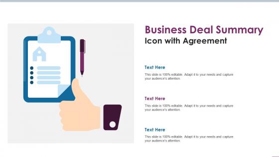 Business Deal Summary Icon With Agreement