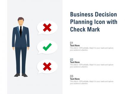 Business decision planning icon with check mark