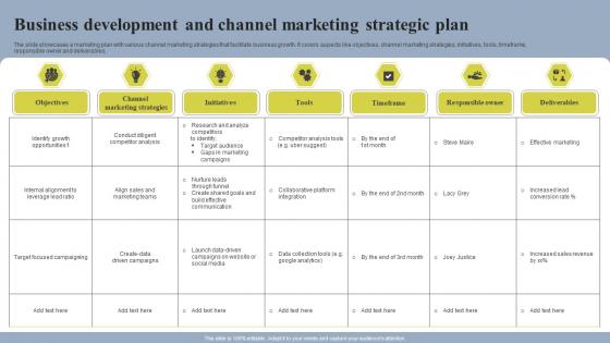 Business Development And Channel Marketing Strategic Plan