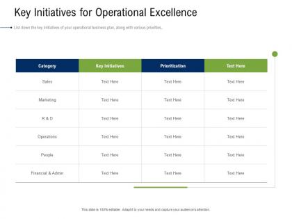 Business development and marketing plan key initiatives for operational excellence ppt sample