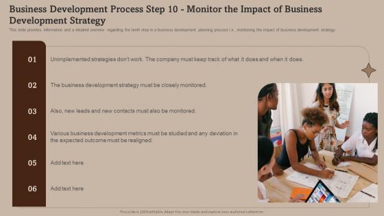Business Development Process Step 10 Monitor Business Development Strategies And Process