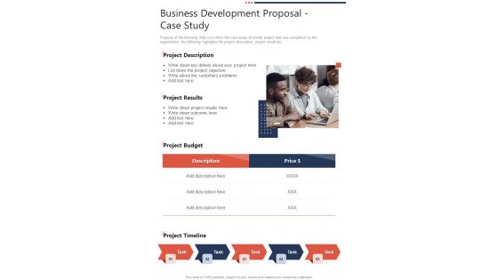 Business Development Proposal Case Study One Pager Sample Example Document