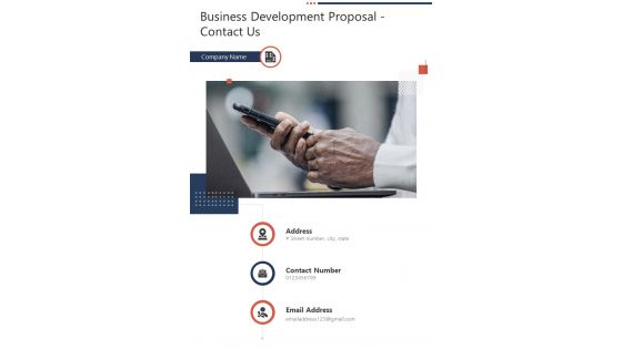 Business Development Proposal Contact Us One Pager Sample Example Document