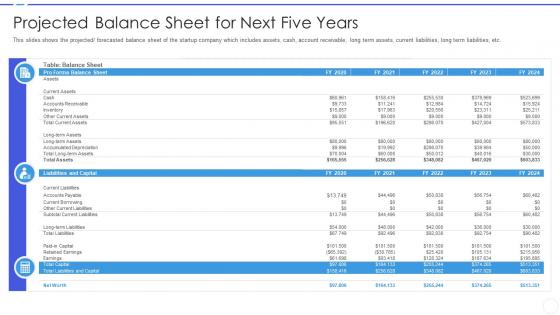 Business development strategy for startups projected balance sheet for next five years