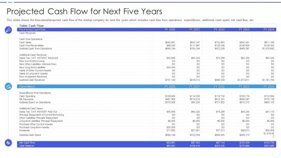 Business development strategy for startups projected cash flow for next five years