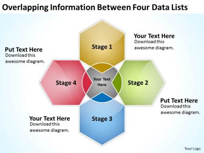 Business diagram examples overlapping information between four data lists powerpoint templates