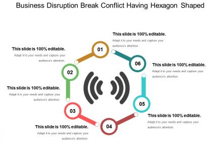 Business disruption break conflict having hexagon shaped