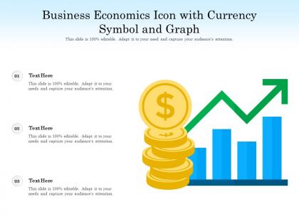 Business economics icon with currency symbol and graph