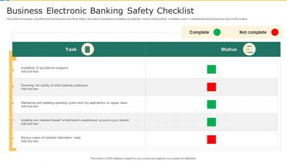 Business Electronic Banking Safety Checklist