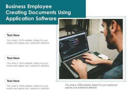 Business employee creating documents using application software