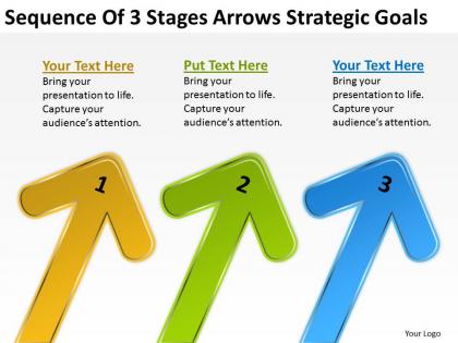 Business entity diagram sequence of 3 stages arrows strategic goals powerpoint slides