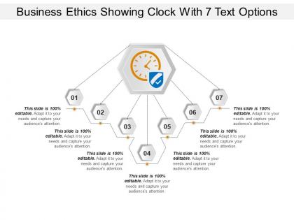 Business ethics showing clock with 7 text options