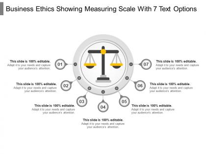 Business ethics showing measuring scale with 7 text options