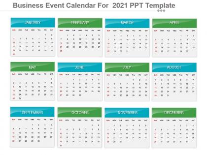 Business event calendar for 2021 ppt template