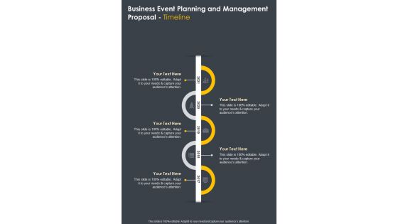 Business Event Planning And Management Proposal Timeline One Pager Sample Example Document