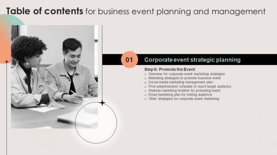Business Event Planning And Management Table Of Contents