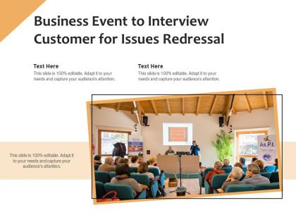 Business event to interview customer for issues redressal