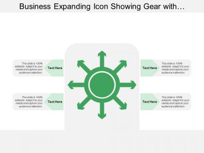 Business expanding icon showing gear with multidirectional arrows