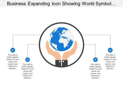 Business expanding icon showing world symbol with hands