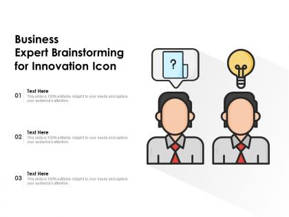 Business expert brainstorming for innovation icon