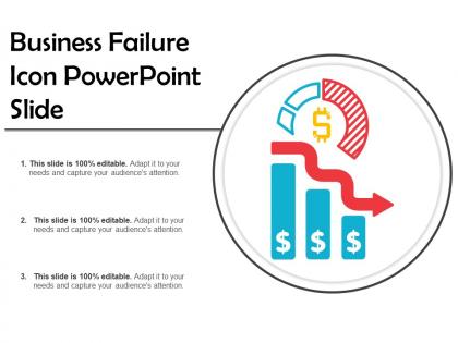 Business failure icon powerpoint slide