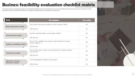 Business Feasibility Evaluation Checklist Matrix