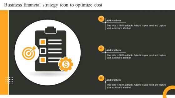 Business Financial Strategy Icon To Optimize Cost