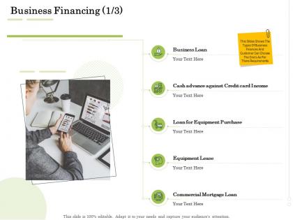 Business financing equipment administration management ppt brochure