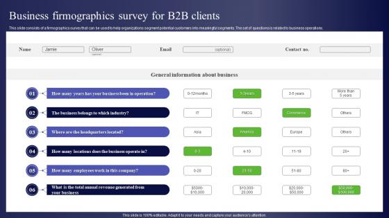 Business Firmographics Survey For B2B Clients Survey SS