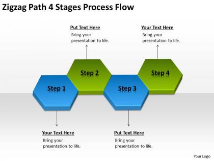 Business flow diagram example zigzag path 4 stages process powerpoint slides 0522