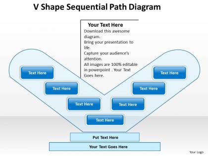Business flowcharts v shape sequential path diagram powerpoint templates