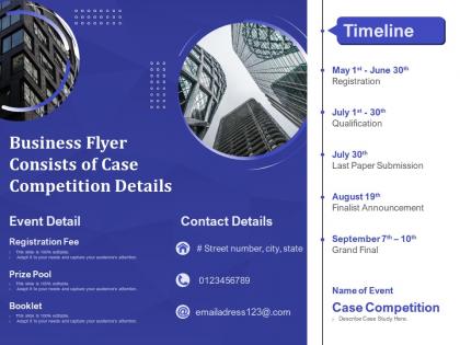 Business flyer consists of case competition details