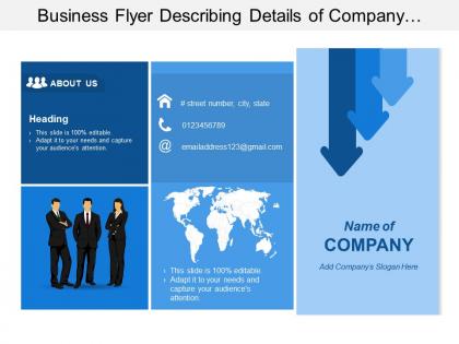 Business flyer describing details of company includes contact detail and services