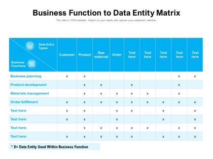 Business function to data entity matrix
