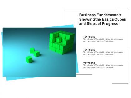 Business fundamentals showing the basics cubes and steps of progress