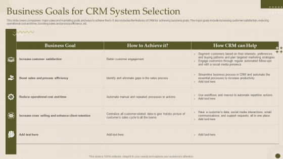 Business Goals For Crm System Selection Crm Software Deployment Guide