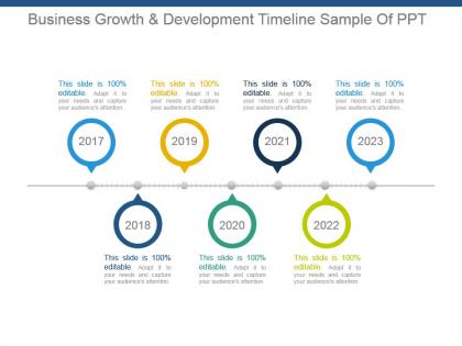 Business growth and development timeline sample of ppt