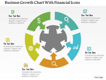 Business growth chart with financial icons flat powerpoint design
