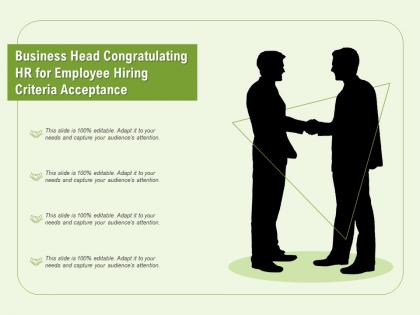 Business head congratulating hr for employee hiring criteria acceptance