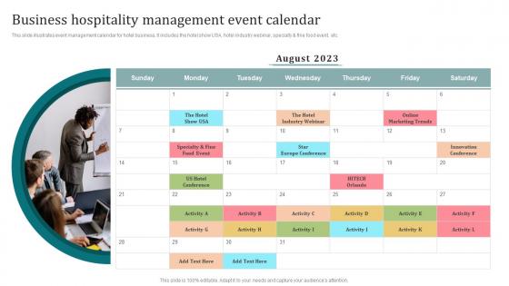 Business Hospitality Management Event Calendar